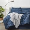 8Pcs Pinch Pleated Comforter Bedding Collection 100% Cotton 500 GSM in A Bag 1Comforter,1Fitted Sheet 15''DP,1Flat Sheet,2Pillow Shams,2Pillow Cases,1Pleated Bed Skirt 15''Drop,Queen/Pinch Navy view 4