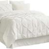 8Pcs Pinch Pleated Comforter Bedding Collection 100% Cotton 500 GSM in A Bag 1Comforter,1Fitted Sheet 15''DP,1Flat Sheet,2Pillow Shams,2Pillow Cases,1Pleated Bed Skirt 15''Drop,Twin XL/Pinch Ivory view 1
