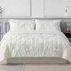 8Pcs Pinch Pleated Comforter Bedding Collection 100% Cotton 500 GSM in A Bag 1Comforter,1Fitted Sheet 15''DP,1Flat Sheet,2Pillow Shams,2Pillow Cases,1Pleated Bed Skirt 15''Drop,Twin XL/Pinch Ivory view 2