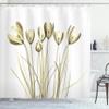 Ambesonne Flower Shower Curtain, X-ray Image of Tulips Solarized Effect Nature Inspired Illustration, Cloth Fabric Bathroom Decor Set with Hooks, 69" W x 75" L, Pale Yellow view 1