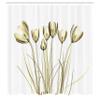 Ambesonne Flower Shower Curtain, X-ray Image of Tulips Solarized Effect Nature Inspired Illustration, Cloth Fabric Bathroom Decor Set with Hooks, 69" W x 75" L, Pale Yellow view 2