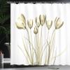 Ambesonne Flower Shower Curtain, X-ray Image of Tulips Solarized Effect Nature Inspired Illustration, Cloth Fabric Bathroom Decor Set with Hooks, 69" W x 75" L, Pale Yellow view 3