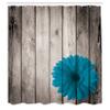 Ambesonne Rustic Shower Curtain, Flower Red Dahlia on Foreground of Murky Featured Dated Wooden Board Retro Art Print, Cloth Fabric Bathroom Decor Set with Hooks, 69" W x 75" L, Sea Blue view 2