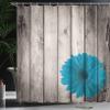 Ambesonne Rustic Shower Curtain, Flower Red Dahlia on Foreground of Murky Featured Dated Wooden Board Retro Art Print, Cloth Fabric Bathroom Decor Set with Hooks, 69" W x 75" L, Sea Blue view 3