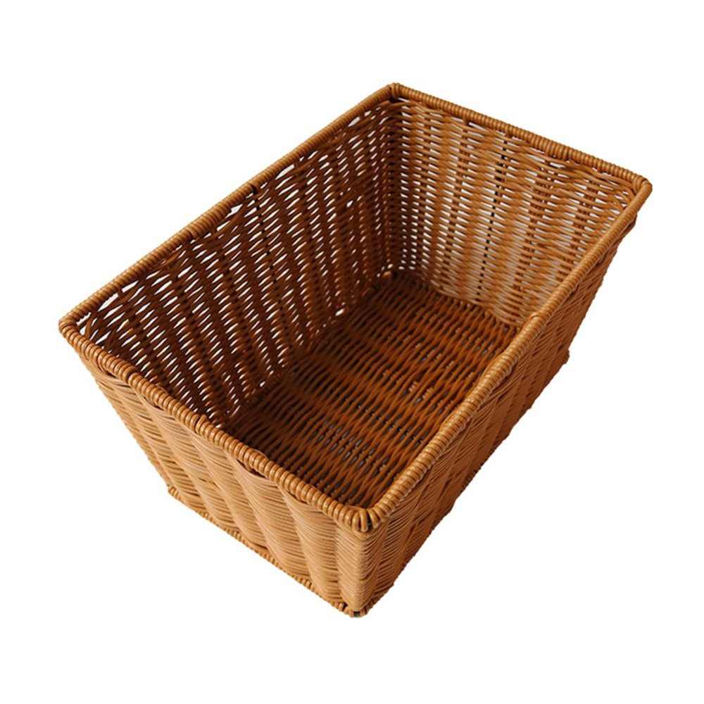 Cabilock 1pc Woven Plastic Basket for Bread and Snacks Imitated Rattan Design for Home and Store Use Easy to Clean for Supermarket Display and Kitchen Organization