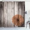 Ambesonne Rustic Shower Curtain, Flower Red Dahlia on Foreground of Murky Featured Dated Wooden Board Retro Art Print, Cloth Fabric Bathroom Decor Set with Hooks, 69" W x 75" L, Almond view 1