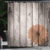 Ambesonne Rustic Shower Curtain, Flower Red Dahlia on Foreground of Murky Featured Dated Wooden Board Retro Art Print, Cloth Fabric Bathroom Decor Set with Hooks, 69" W x 75" L, Almond view 3