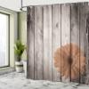 Ambesonne Rustic Shower Curtain, Flower Red Dahlia on Foreground of Murky Featured Dated Wooden Board Retro Art Print, Cloth Fabric Bathroom Decor Set with Hooks, 69" W x 75" L, Almond view 4