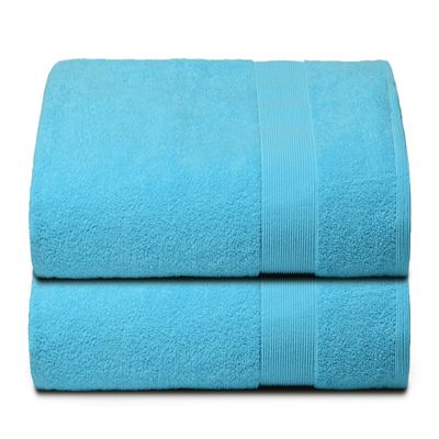 Belizzi Home Premium Cotton Oversized 2 Pack Bath Sheet 35x70-100% Pure Cotton - Ideal for Everyday use - Ultra Soft & Highly Absorbent - Machine Washable - Turquoise Blue