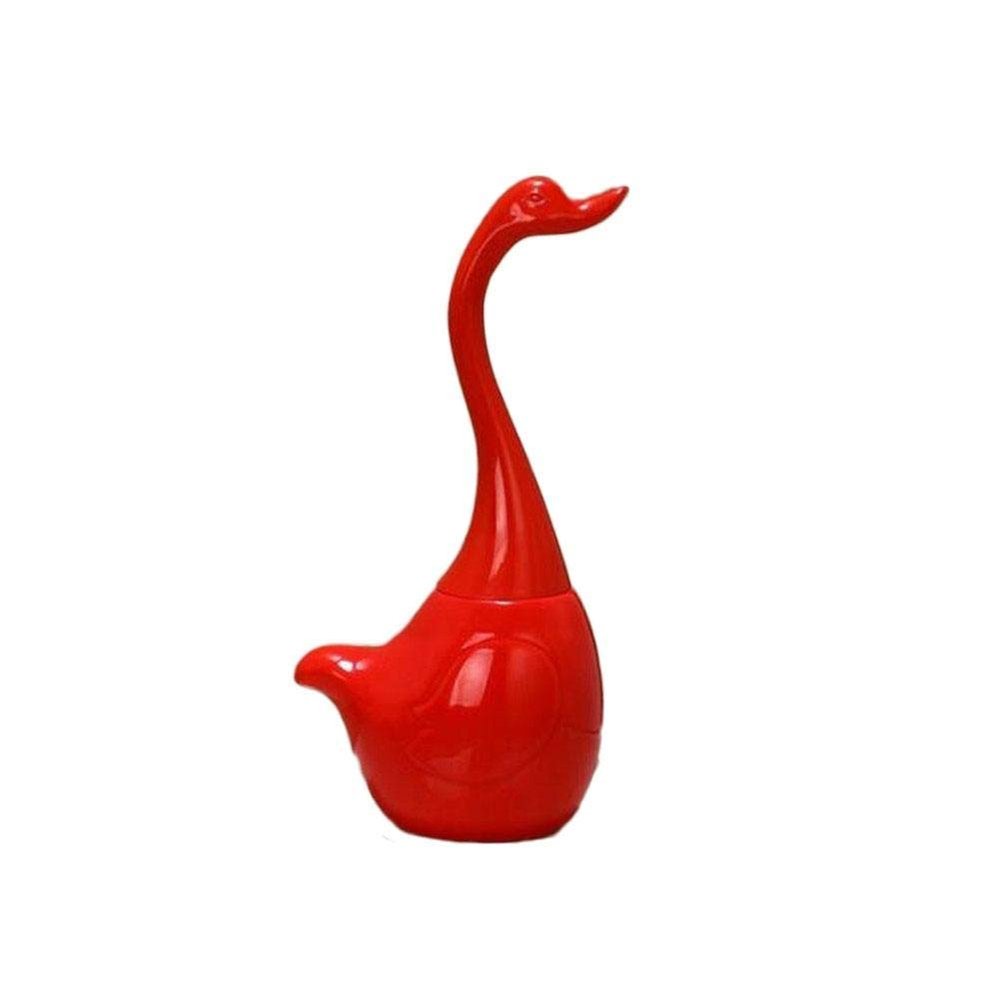 qiuqiu Bathroom Toilet Bowl Brush and Holders Set,Toilet Brush with Long Handle Full-Closed and Ceramic Base, Bathroom Cleaning Brush-Red