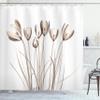 Ambesonne Flower Shower Curtain, X-ray Image of Tulips Solarized Effect Nature Inspired Illustration, Cloth Fabric Bathroom Decor Set with Hooks, 69" W x 70" L, Dark Taupe view 1