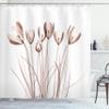 Ambesonne Flower Shower Curtain, X-ray Image of Tulips Solarized Effect Nature Inspired Illustration, Cloth Fabric Bathroom Decor Set with Hooks, 69" W x 84" L, Pale Chocolate view 1