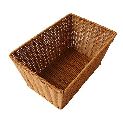 Cabilock 1pc Imitated Rattan Plastic Storage Basket for Bread Snacks and Vegetables Woven Food Display Container for Home and Store Use Easy to Clean and Maintain Stylish and Functional