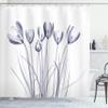 Ambesonne Flower Shower Curtain, X-ray Image of Tulips Solarized Effect Nature Inspired Illustration, Cloth Fabric Bathroom Decor Set with Hooks, 69" W x 75" L, Purpleblue view 1