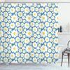 Ambesonne Floral Shower Curtain, Pastel Cartoon Like Flowers Daisies Spring Time Season Artwork Print, Cloth Fabric Bathroom Decor Set with Hooks, 69" W x 70" L, Sea Aqua Blue view 1