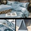 100% Satin Cal-King/King Size 5 Piece Steel Blue Duvet Cover Set,600 TC with Hidden Zipper & Corner Ties Rich Silk Super Soft Silk Like Satin Duvet Covers Set - (1 Duvet Cover with 4 Pillowcase) view 2