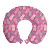 Ambesonne Fruits Travel Pillow Neck Rest, Hipster Exotic Pineapples Graphic Tropic Juicy Ananas Urban Jungle Foods, Memory Foam Traveling Accessory for Airplane and Car, 12", Pink Blue view 1