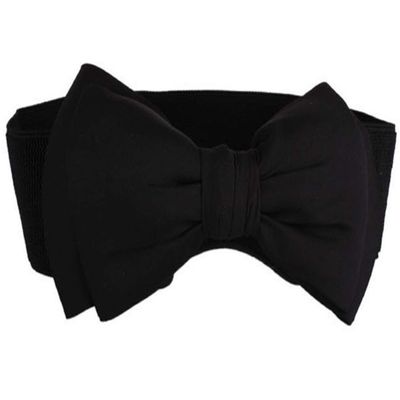 Andongnywell Women Belt Fashion Bowknot Design Waist Belt Chic Elastic Stretch Waist Cinch Bows Waistband Waist Strap (Black,One Size)