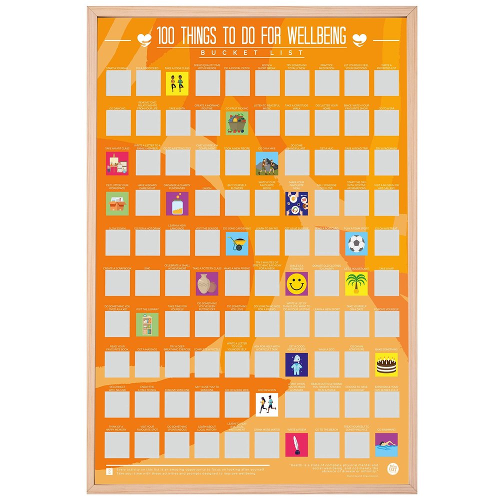 Gift Republic 100 Things to Do for Wellbeing Scratch Off Bucket List Poster