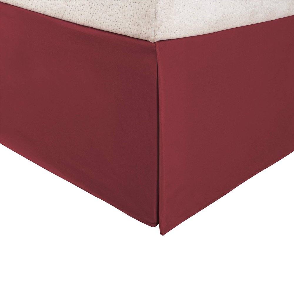 1000 Thread Count Hotel Luxuary 1 PC Bed Skirt 10" inch Drop with Splited Corners. (Full XL, Burgundy Solid)
