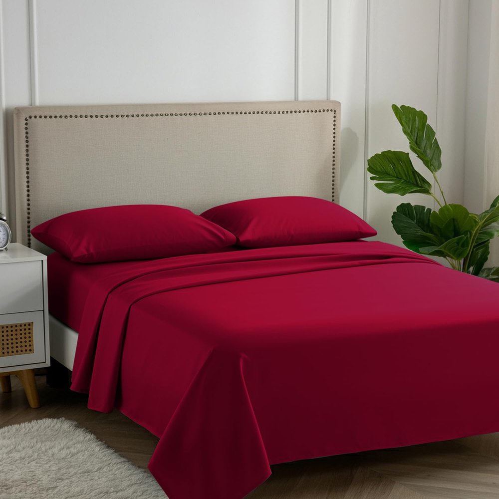 Carressa Linen California King Egyptian Cotton Sheet Sets - 600 Thread Count Cal King Cotton Sheet Set (4 PC, True Red), Extra Soft, Cooling, 16" Deep Pocket Sateen Weave Luxury Hotel Bed Sheets Set