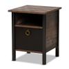 Baxton Studio Vaughan Two-Tone Rustic Brown and Black Finished Wood Nightstand view 1