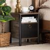 Baxton Studio Vaughan Two-Tone Rustic Brown and Black Finished Wood Nightstand view 2