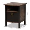 Baxton Studio Vaughan Two-Tone Rustic Brown and Black Finished Wood Nightstand view 3