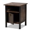 Baxton Studio Vaughan Two-Tone Rustic Brown and Black Finished Wood Nightstand view 4