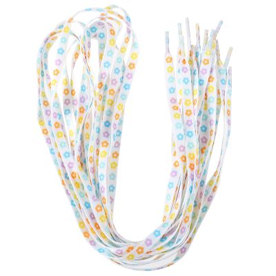 VALICLUD 4 Pairs Flat Shoelaces Flower Pattern Shoes Strings Wide Shoelaces for Skate Boots Sport 140cm