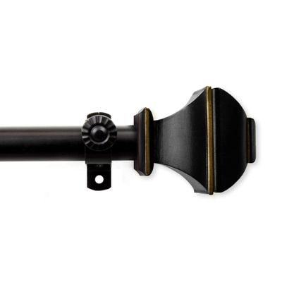 175" Black Maryland Contemporary Single Window Curtain Rod