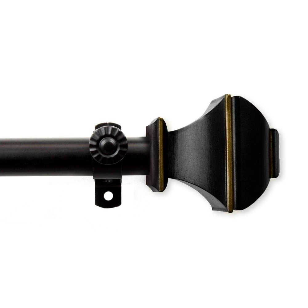 175" Black Maryland Contemporary Single Window Curtain Rod