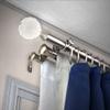 54" Silver Solid Contemporary Triple Curtain Rod view 1