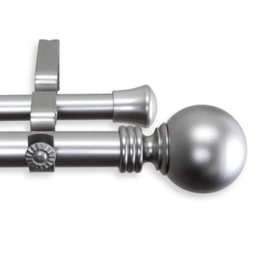 90" Silver Round Contemporary Double Curtain Rod