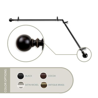 105" Black Solid Round Corner Window Curtain Rod