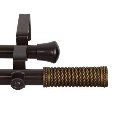177.5" Brown Contemporary Corner Window Double Curtain Rod