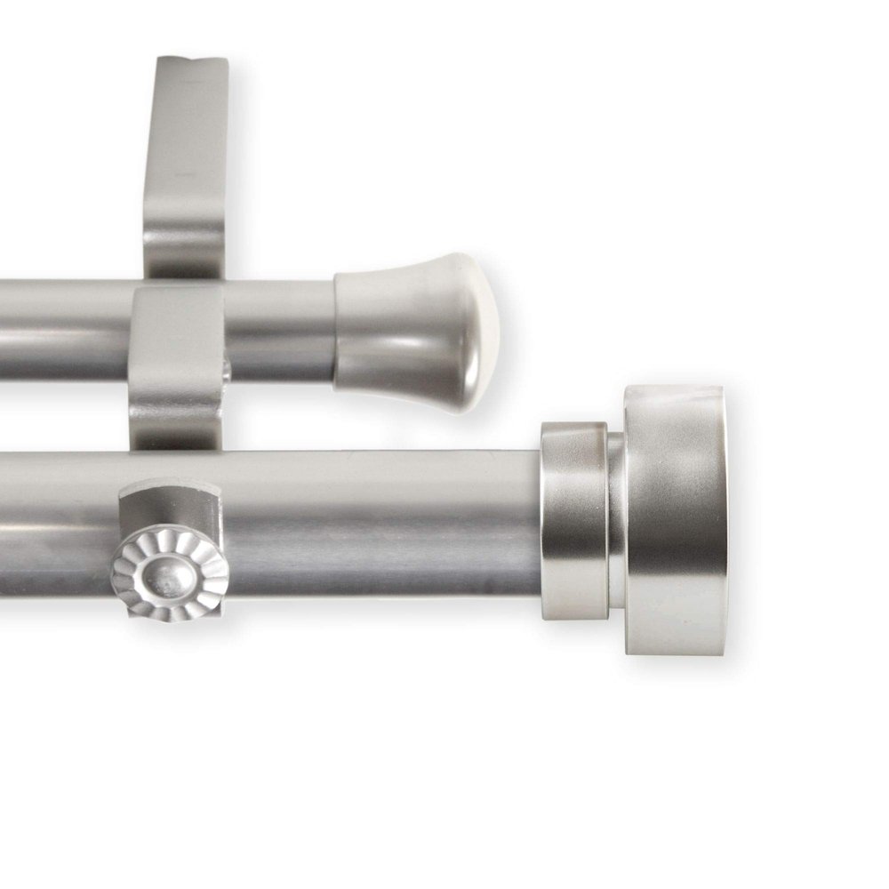 122.25" Silver Solid Contemporary Double Curtain Rod