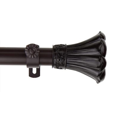 245.5" Mahogany Brown Fuga Contemporary Single Window Curtain Rod