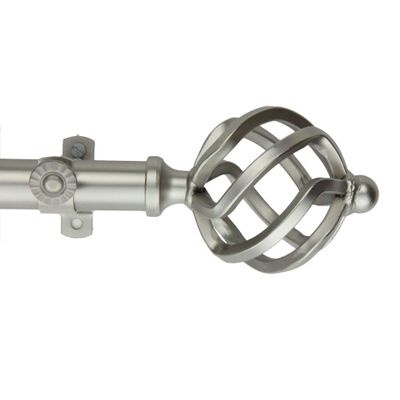 177" Silver Roman Contemporary Single Window Curtain Rod