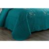 3 Piece Luxurious Embroidered Teal Quilt Bedding King Size Set - Traditional Ultra Soft Cozy Comfortable Durable Microfiber Material Quilted Bedspread Set view 2