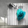 AMFD Teal Blue Rose Shower Curtain Awesome Rose Flower on Grey Wooden Floor Romance Romantic Love Valentive Day Home Fabric Bathroom Decor Set Include Hooks,(47" Wx70 H) view 1