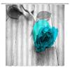 AMFD Teal Blue Rose Shower Curtain Awesome Rose Flower on Grey Wooden Floor Romance Romantic Love Valentive Day Home Fabric Bathroom Decor Set Include Hooks,(47" Wx70 H) view 2