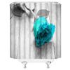 AMFD Teal Blue Rose Shower Curtain Awesome Rose Flower on Grey Wooden Floor Romance Romantic Love Valentive Day Home Fabric Bathroom Decor Set Include Hooks,(47" Wx70 H) view 3