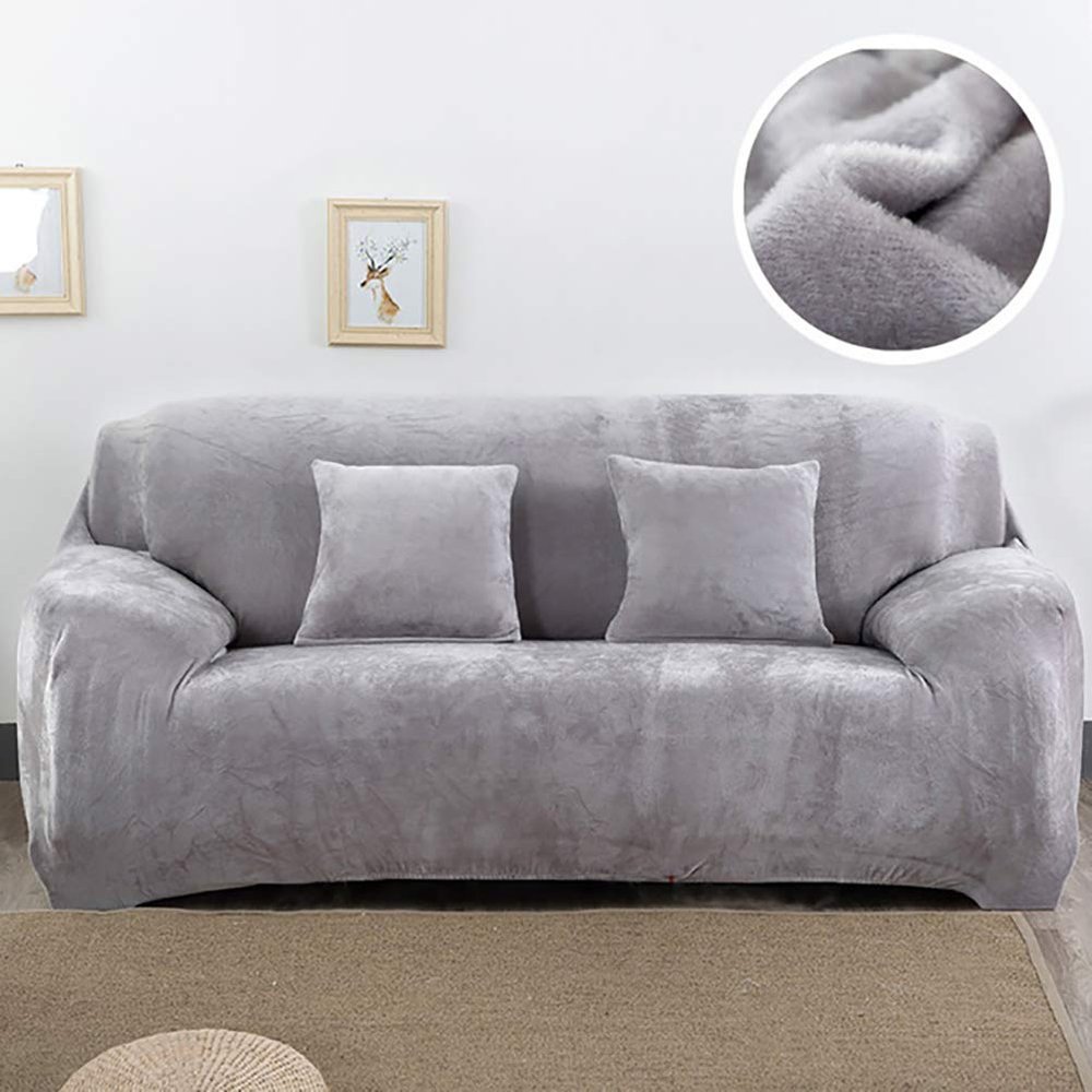 vannawong Ultra Soft Velvet Solid Colors Armchair Sofa Slipcover, Spandex Elastic Loveseat Furniture Protection Couch Wrap, Non Slip Dustproof Covers for Living Room Light Grey 57"-72"