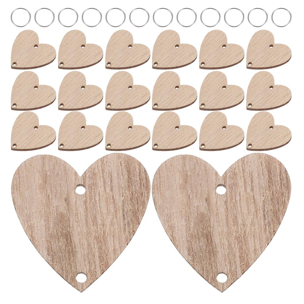 50pcs Family Birthday Reminder Calendar Wooden Calendar Wall Hanging Birthday Reminder Plaque Sign with 50PCS Iron Wooden Heart Tags