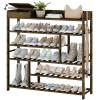 Bamworld Shoe Rack for Front Door Entrance Bamboo Shoe Organizer with Storage Box Free Standing Shoe Cabinet Wooden Shoe Storage Shelf for entryway, Closet and Doorway (Dark Brown) view 1