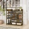 Bamworld Shoe Rack for Front Door Entrance Bamboo Shoe Organizer with Storage Box Free Standing Shoe Cabinet Wooden Shoe Storage Shelf for entryway, Closet and Doorway (Dark Brown) view 2