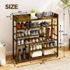 Bamworld Shoe Rack for Front Door Entrance Bamboo Shoe Organizer with Storage Box Free Standing Shoe Cabinet Wooden Shoe Storage Shelf for entryway, Closet and Doorway (Dark Brown) view 3