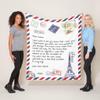Personalized Postcard Blanket for Mothers & Father's Day, Ships from US - Add Your Names - Custom Air Mail Letter Big Hug Throw Blanket Gift view 2