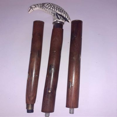 Ganga Nautical Brown Black & White 36 to 37" inch Victorian Sitting Crow Long Steampunk Walking Stick Cane Handle Wooden Walking Cane